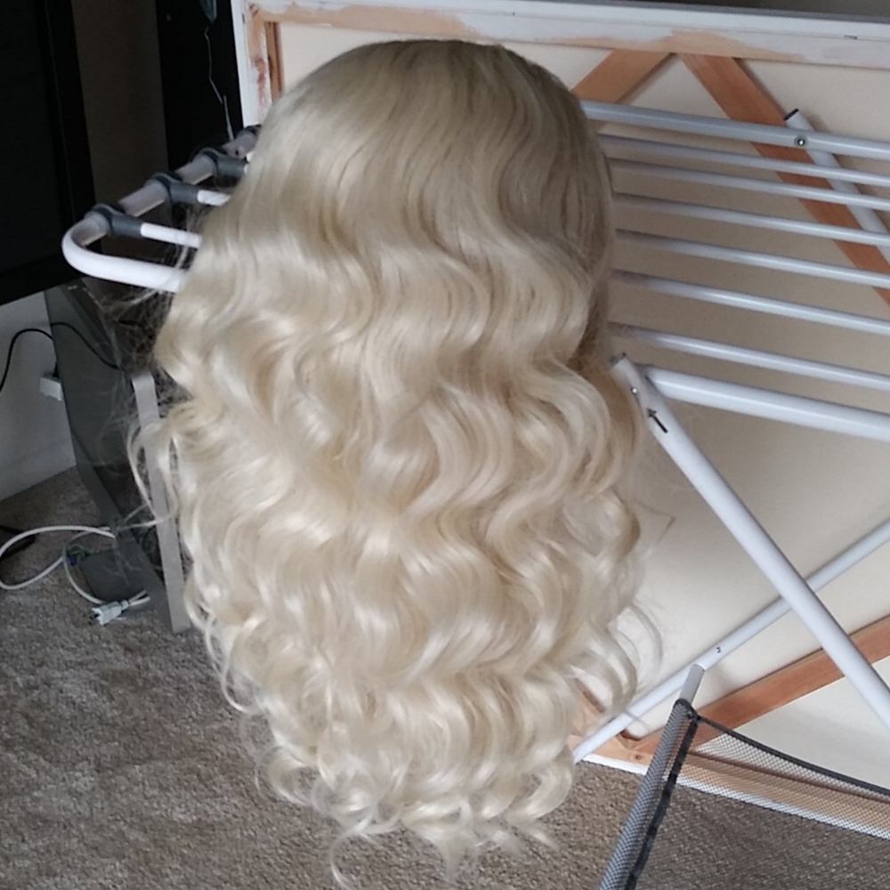 Platinum Blonde Wavy Synthetic Wig